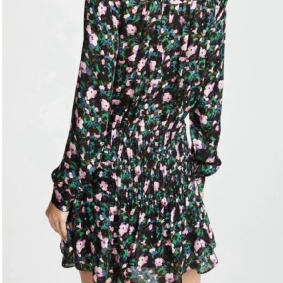 NWOT Veronica Beard Naomi Long Sleeve, Black Multi Floral Silk Mini DressXS $550 - Picture 3 of 13